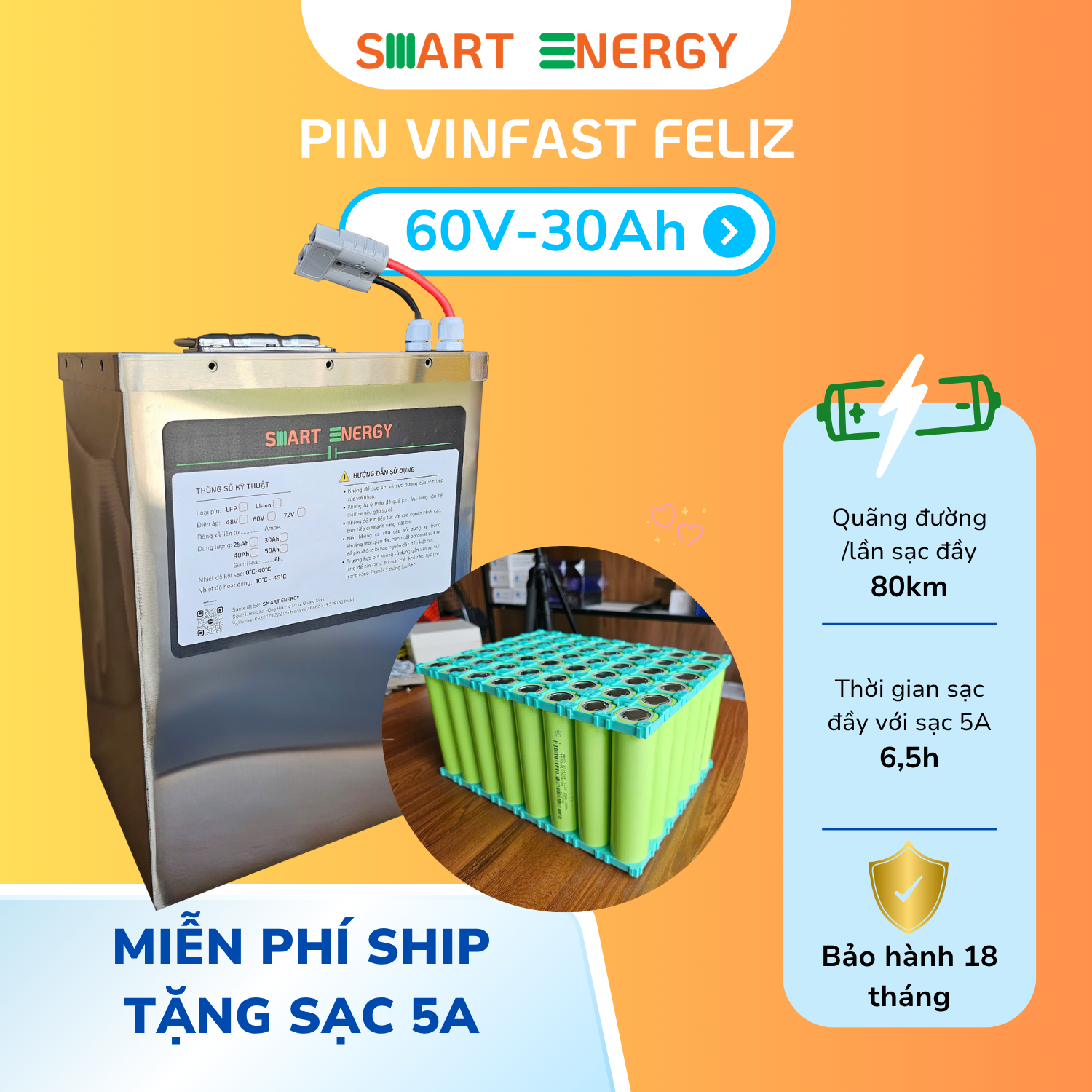 Bản sao của Bản sao của PIN CHO XE MÁY ĐIỆN M133 Độ Pin Feliz