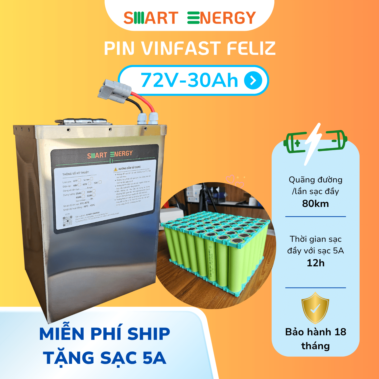 Pin VinFast Feliz 72V-30Ah